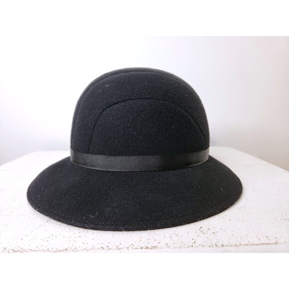 Vintage Black Wool Felt Hat -Made in USA Fedora Hat - Womens Wool Hat - Picture 9 of 10